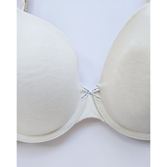 Cacique Cotton Blend Lightly Lined Underwire Beige Molded Bra 34DD - Picture 3 of 10